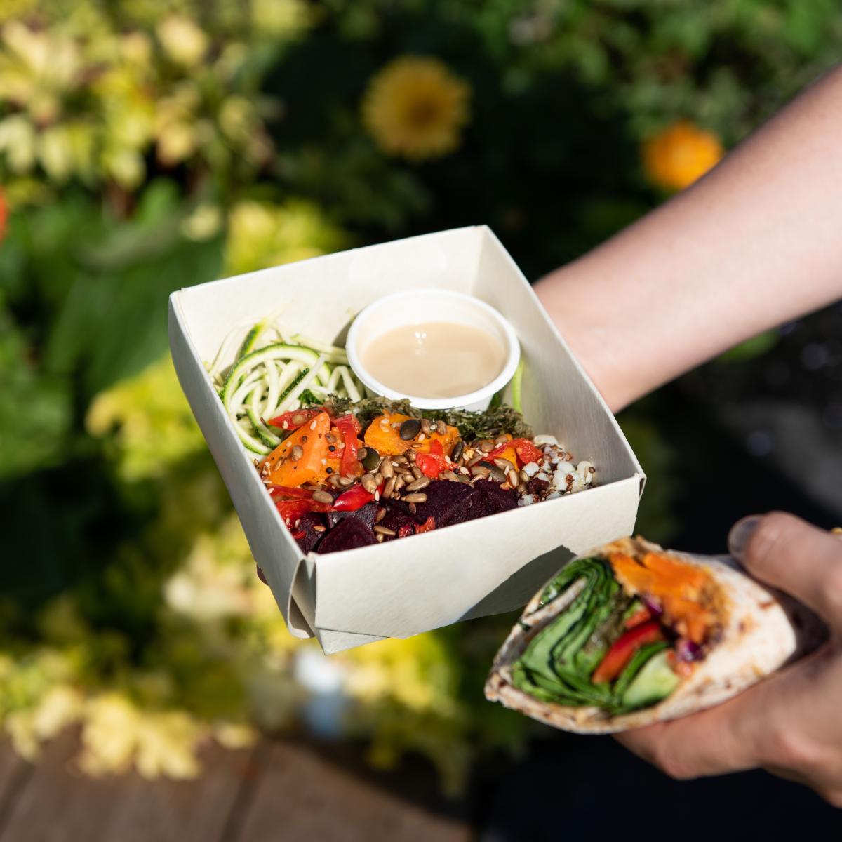 A salad and wrap from the Becoming CLIMAVORE range