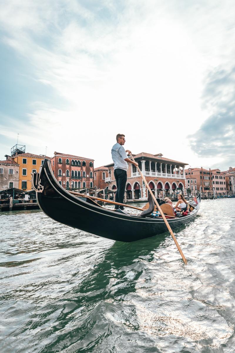 Contemporary photograph showing a gondola in Venice