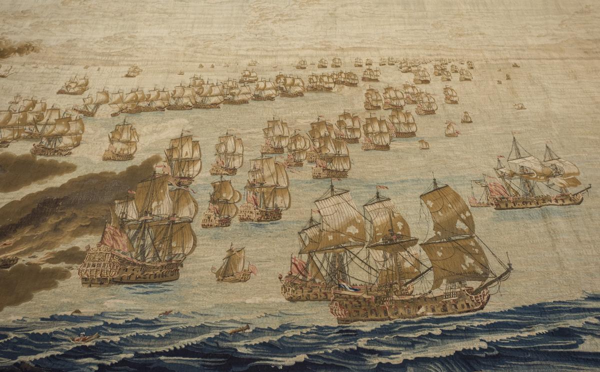 Ships and waves on Solebay tapestry