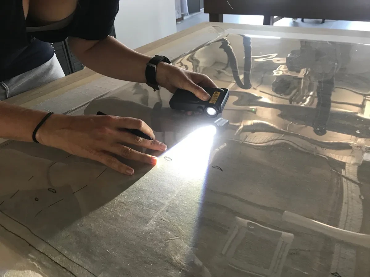 Close-up of a conservation process