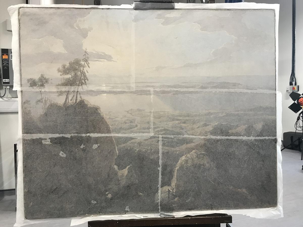 A painting by William Westall during conservation
