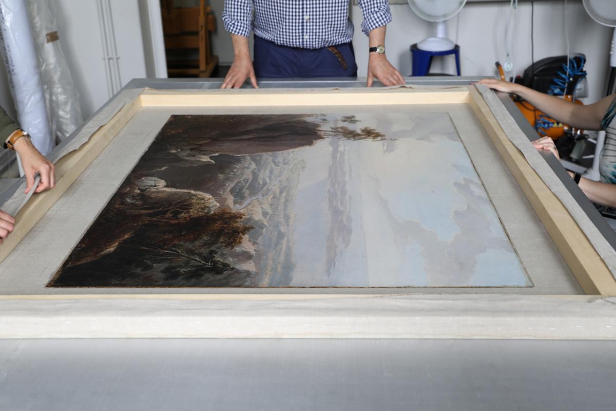 A painting by William Westall after a lining conservation treatment has been carried out