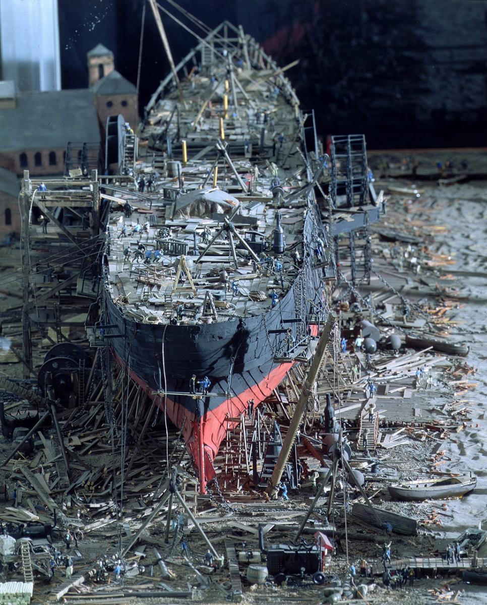 A model of the Great Eastern under construction