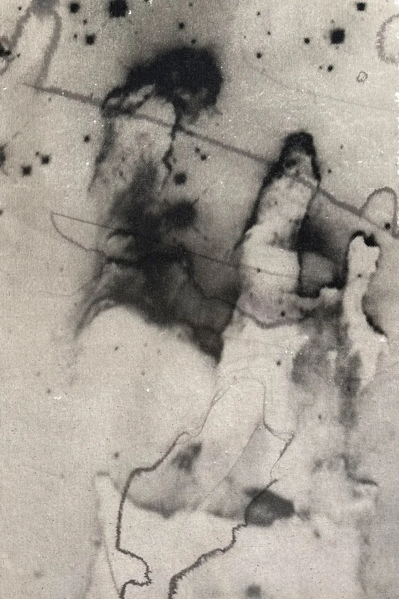 Eagle nebula photo taken by Hubble Space Telescope printed on cotton canvas in negative, black and white