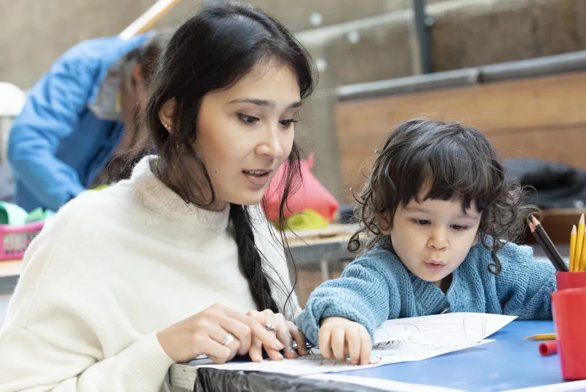 Family drawing together at the Cutty Sark