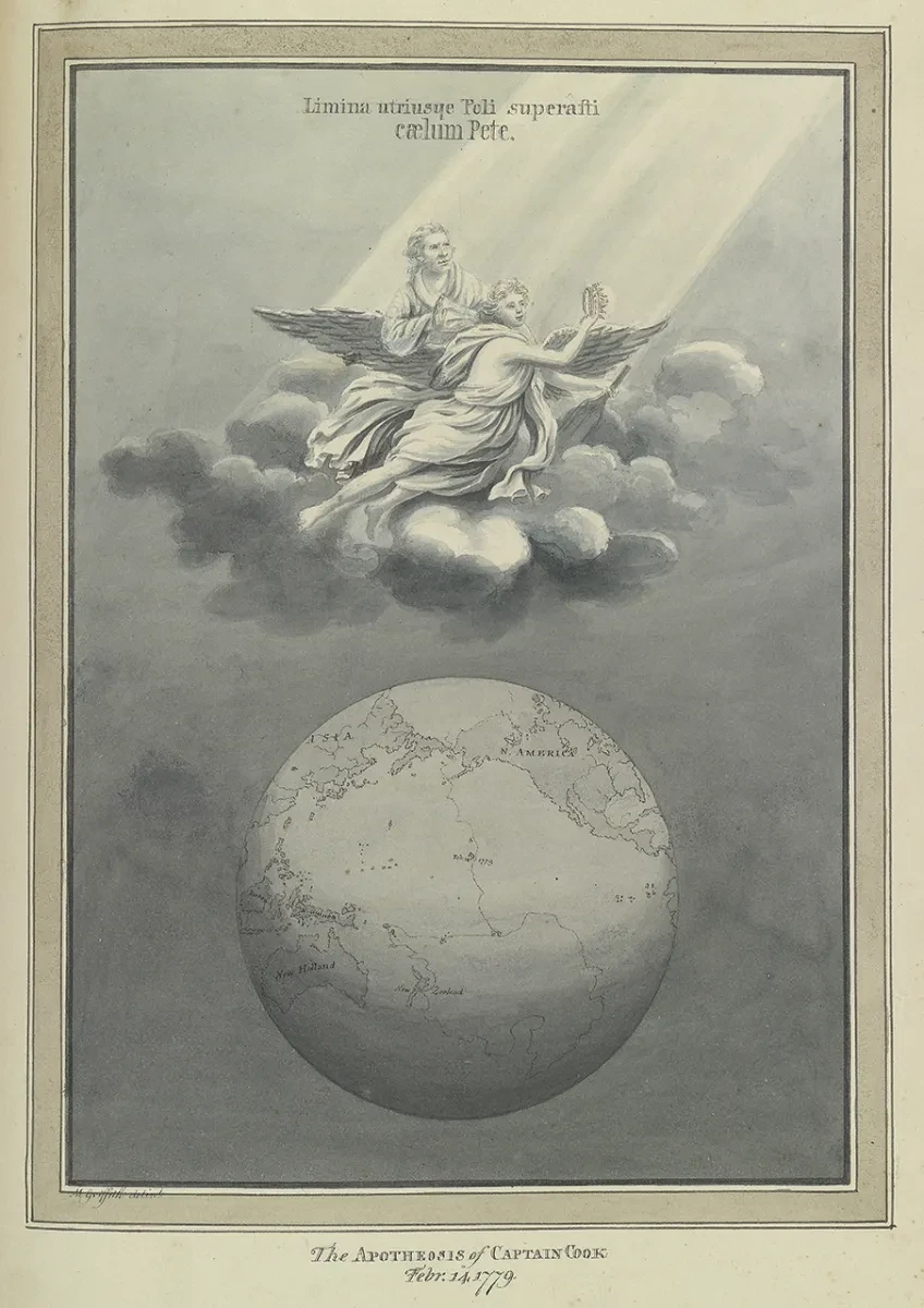 An image of the ‘Apotheosis of Captain Cook’ by Moses Griffith
