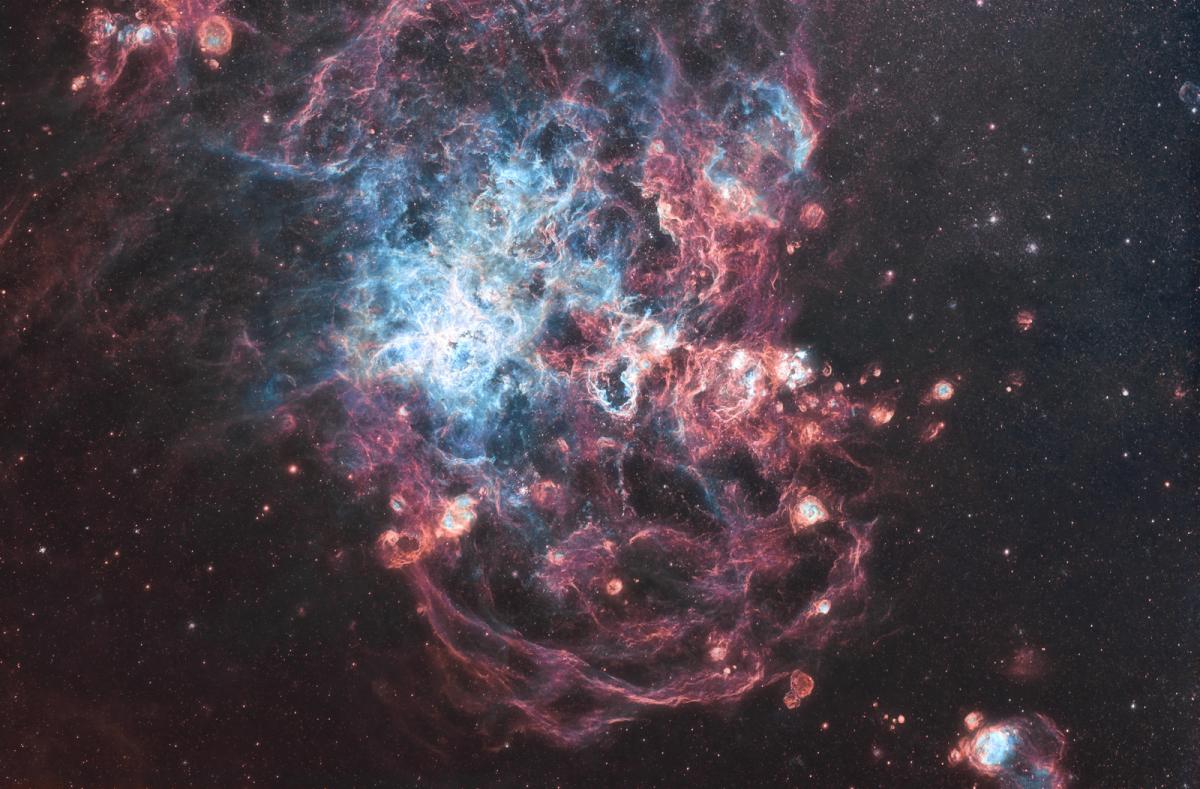 Deep space image showing the Large Magellanic Cloud, a satellite galaxy of the Milky Way