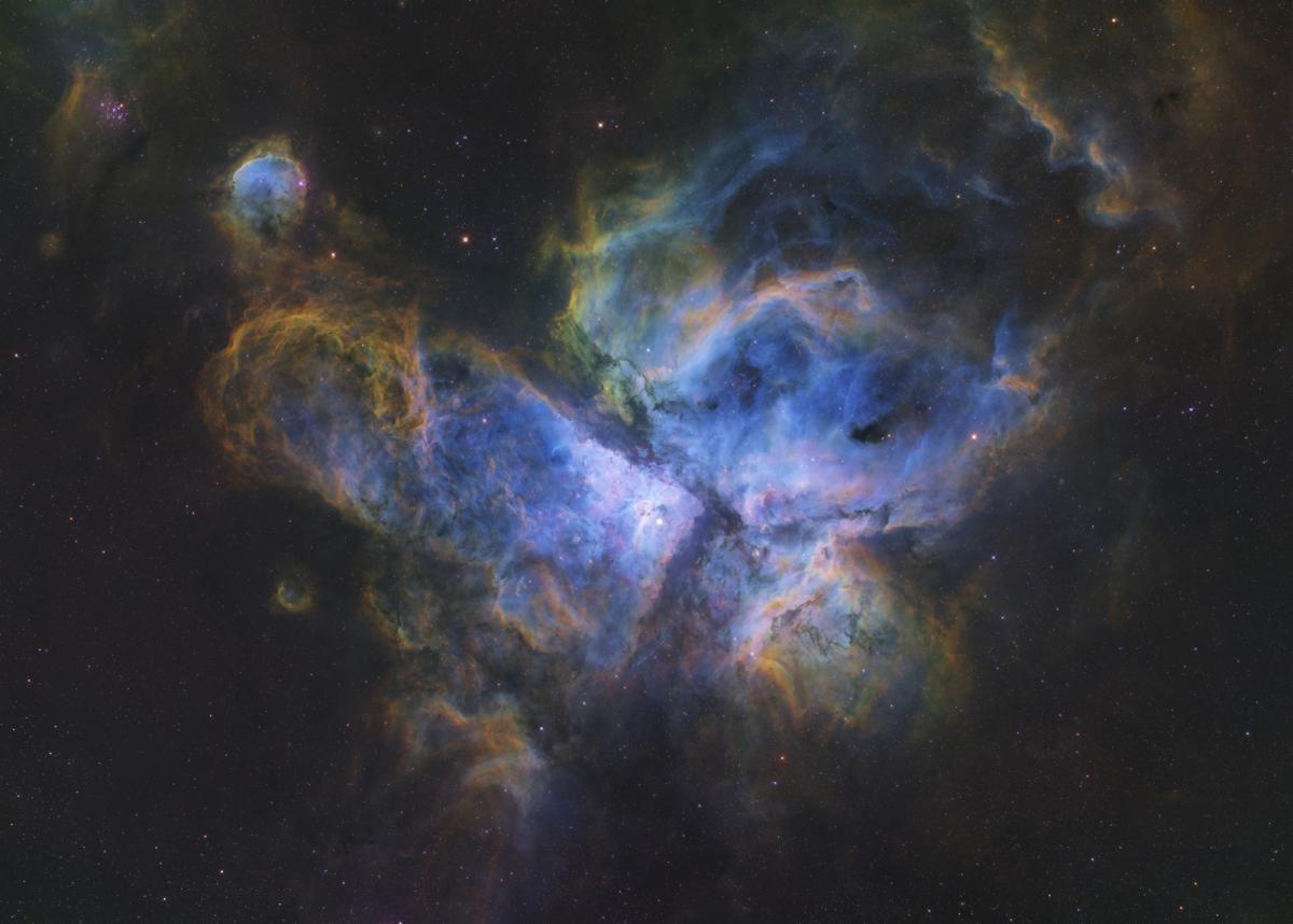 Deep space image showing the Carina Nebula, NGC 3372, a vast cloud of ionized hydrogen