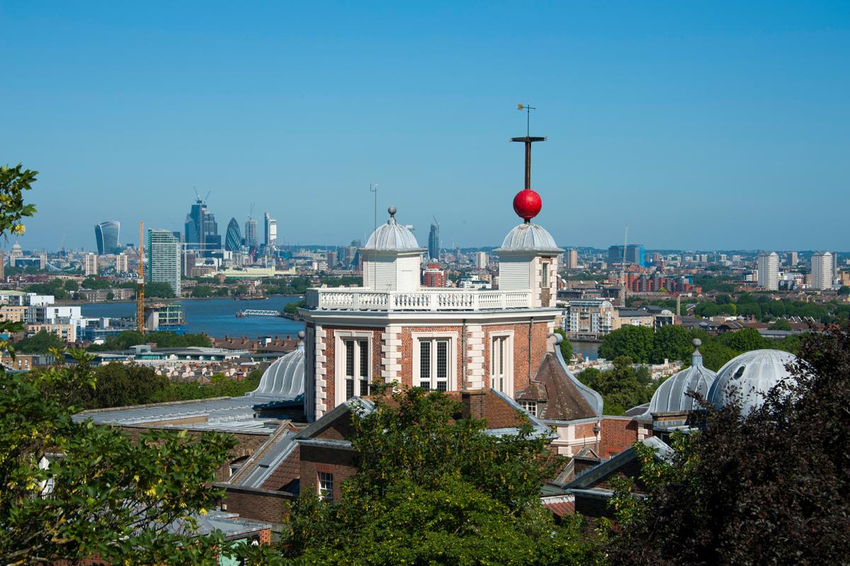 The Royal Observatory Greenwich with a view to the River Thames beyond