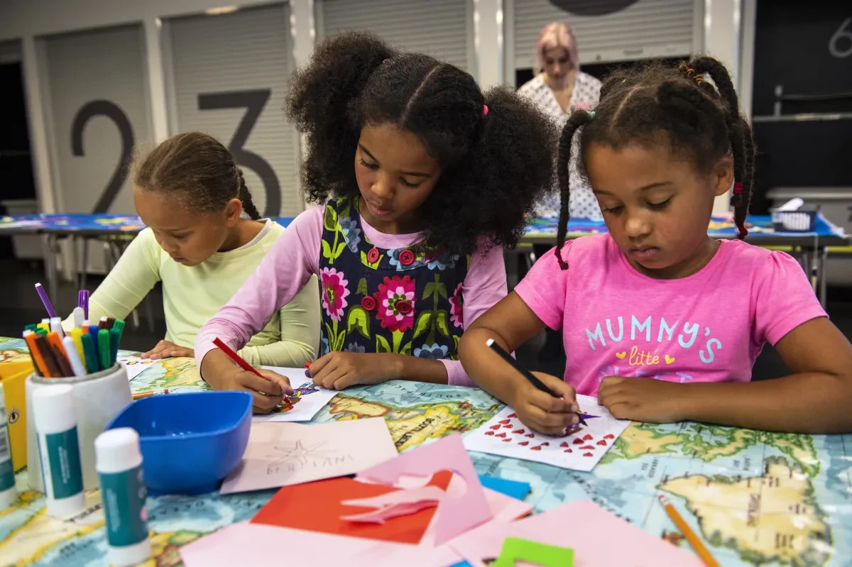 Girls doing craft