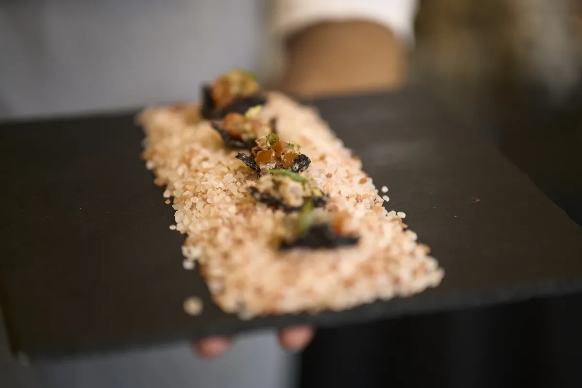 The Clink Catering displaying canapes on a tray
