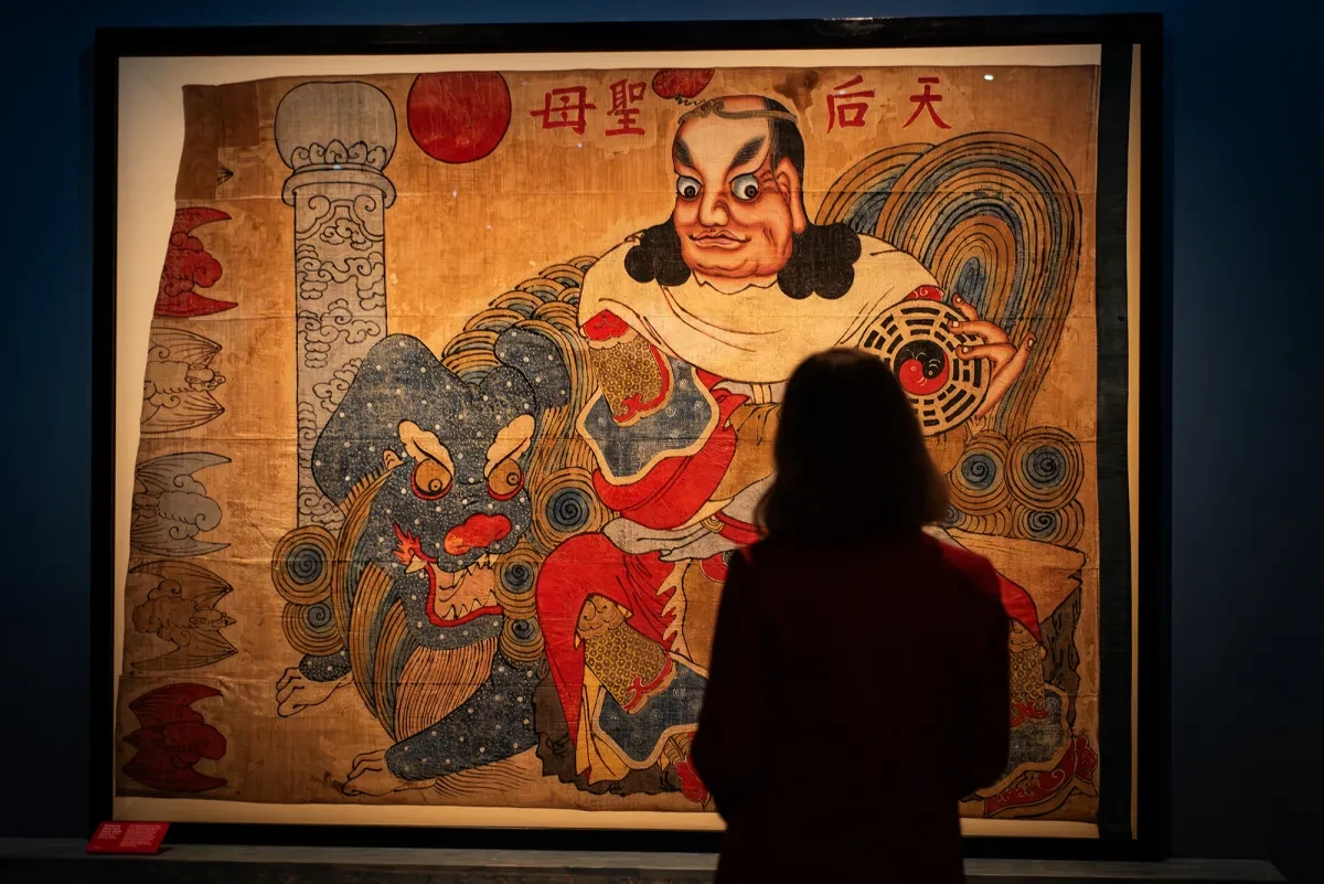 Hanging depicting Ziwei Dadi on display in the Pirates exhibition at the National Maritime Museum