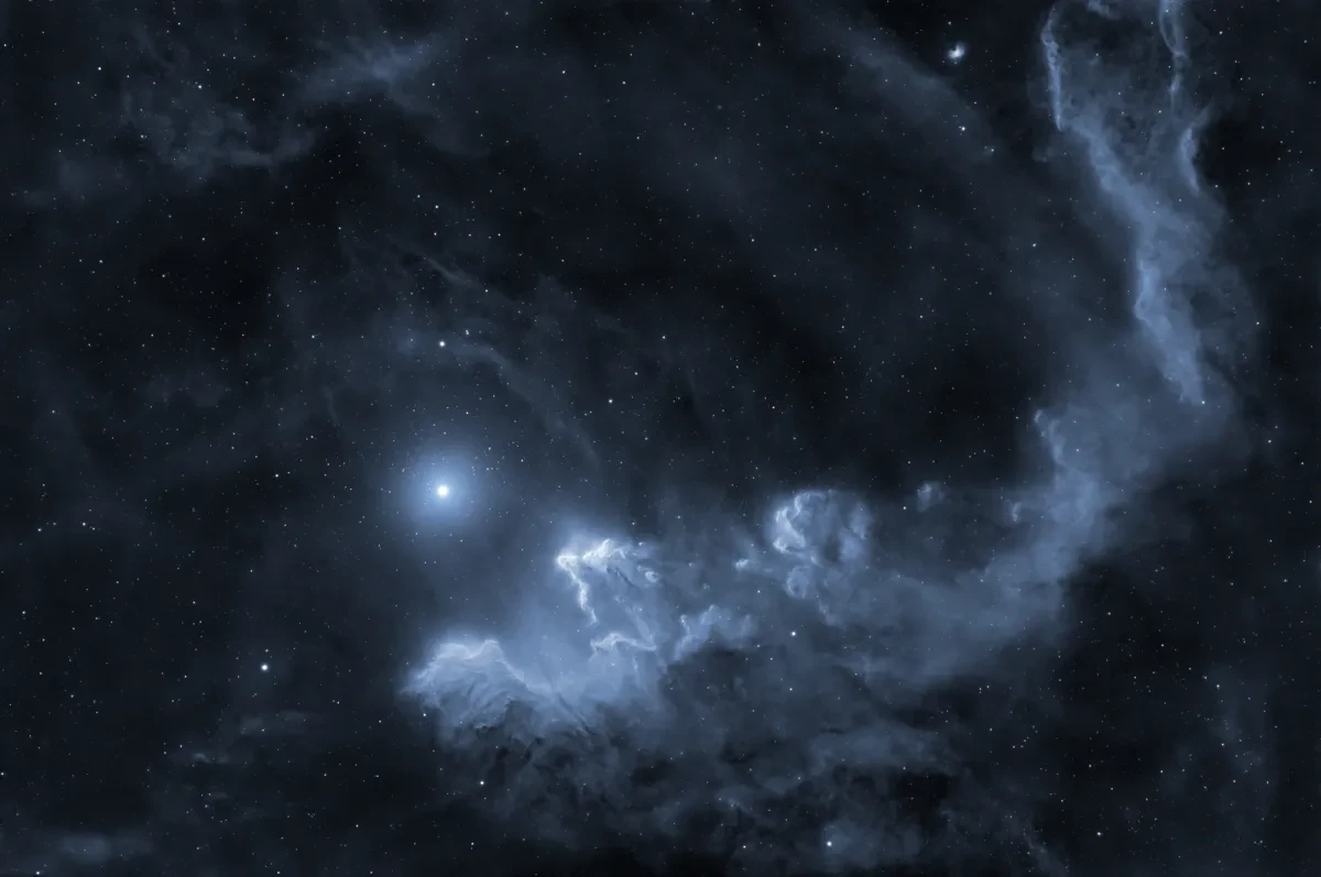 Silvery blue and grey nebula and clouds