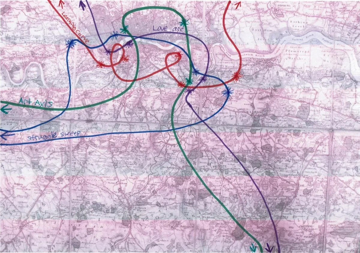 Map with coloured marks