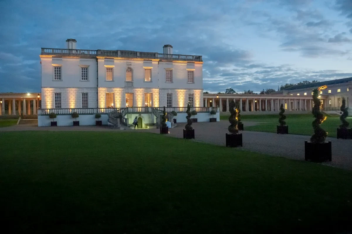 Queen's House lit up at night