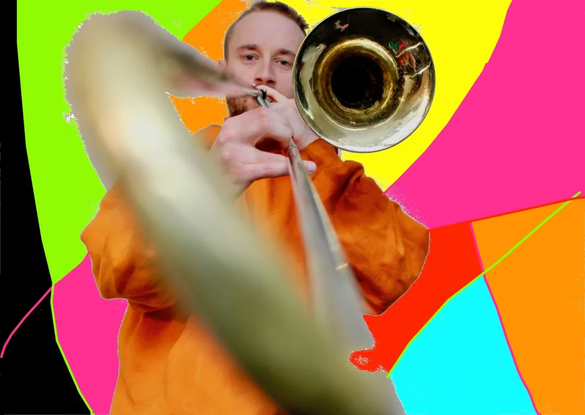 Alex Paxton with his trombone