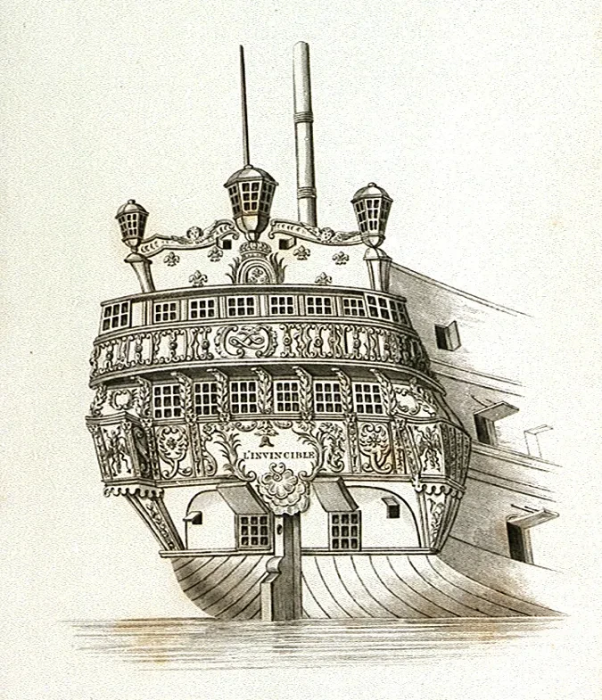Drawing of the stern of HMS Invincible