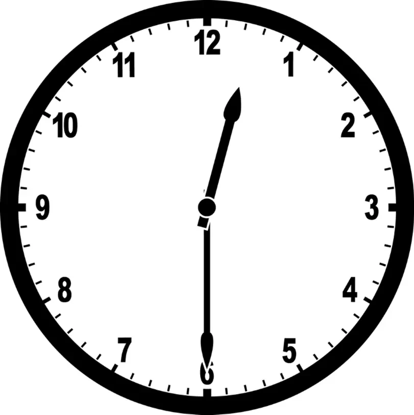 Clockface showing 12.30pm