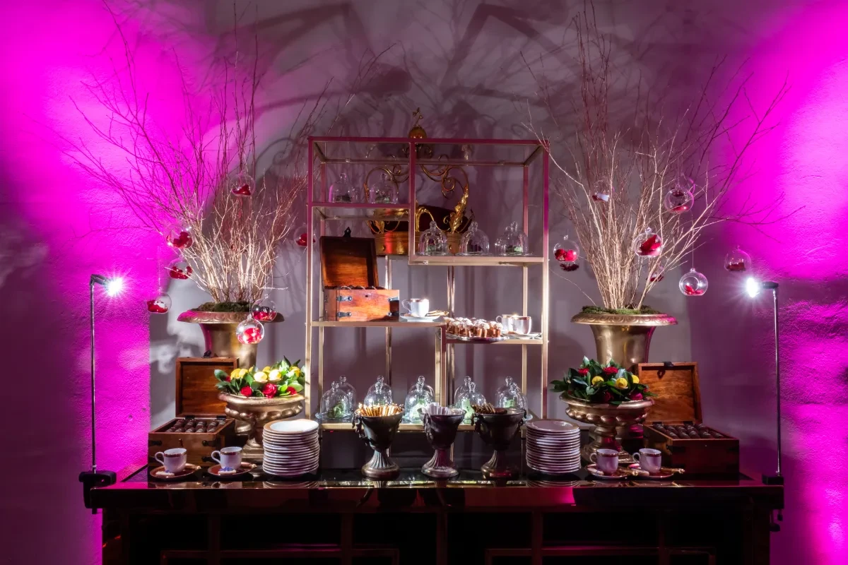 Dessert station set up in Queen's House undercroft