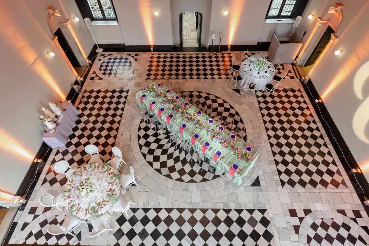 The Great Hall, setup with 3 tablescapes for the showcase