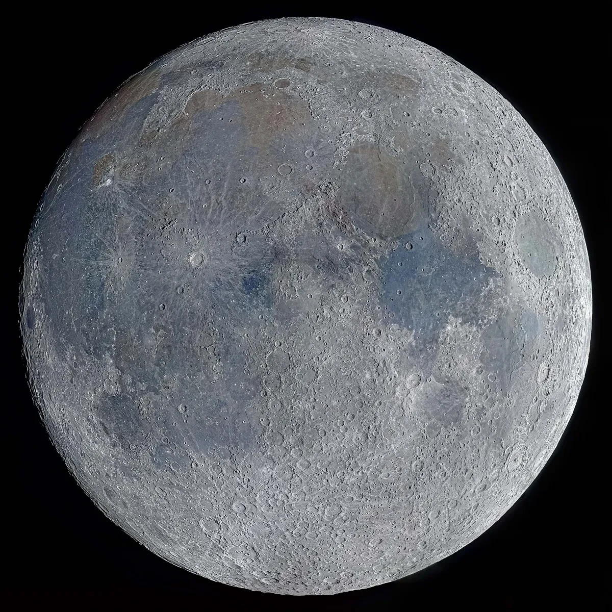 Close up of Moon filling a square black frame, rendered in extremely crisp detail