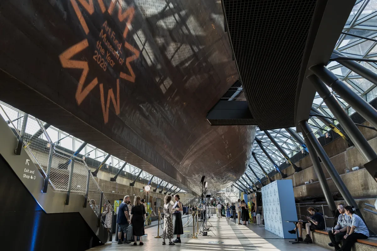 Cutty Sark hull with a bespoke logo projected