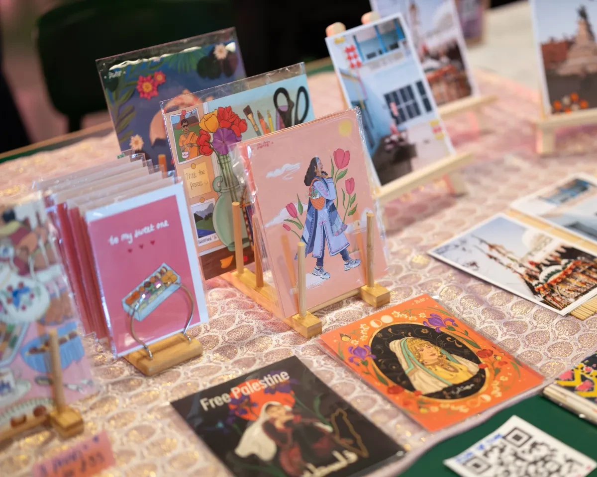 A selection of greetings cards on sale at the Diwali bazaar