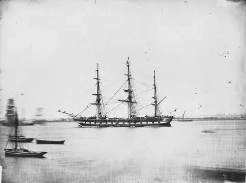 An old photograph of a ship.
