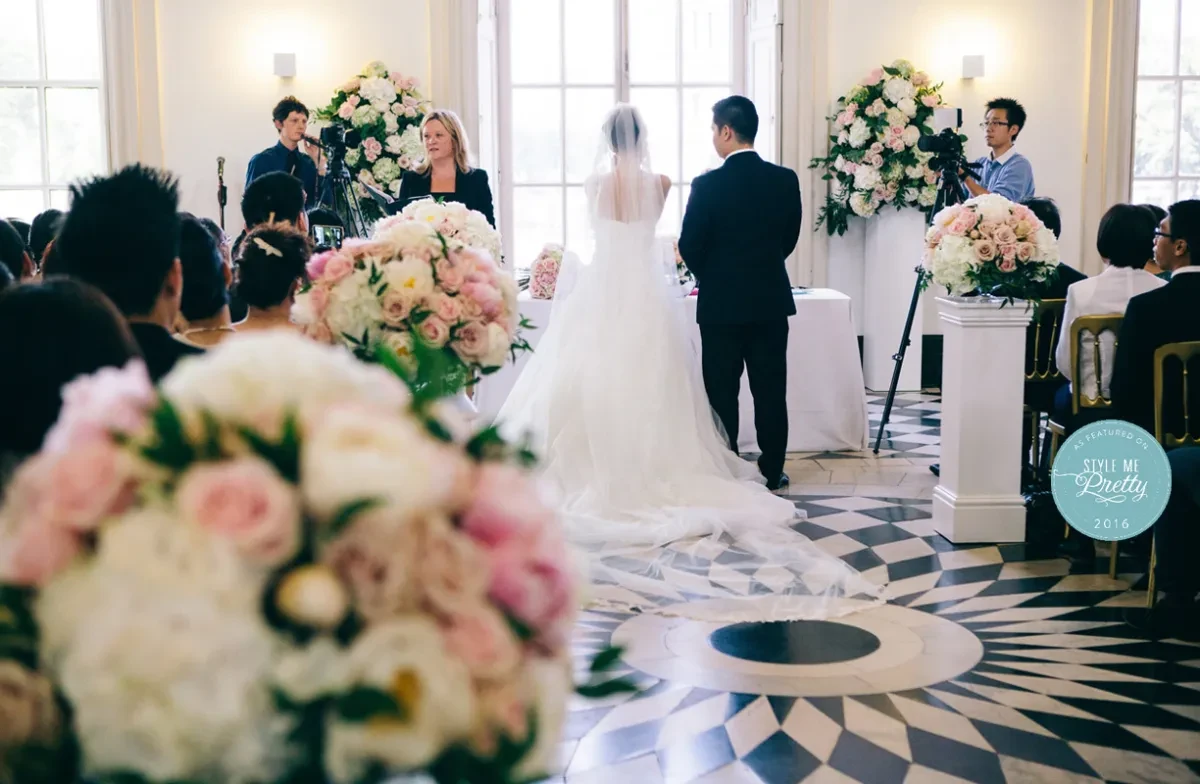 A wedding in progress in the Great Hall.