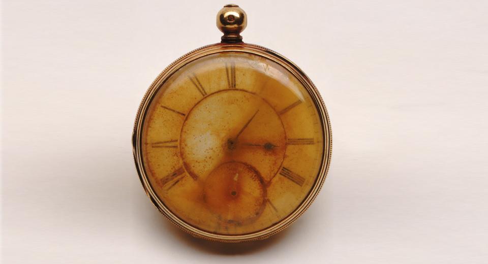An image for 'Pocket watch belonging to a victim of the Titanic sinking'