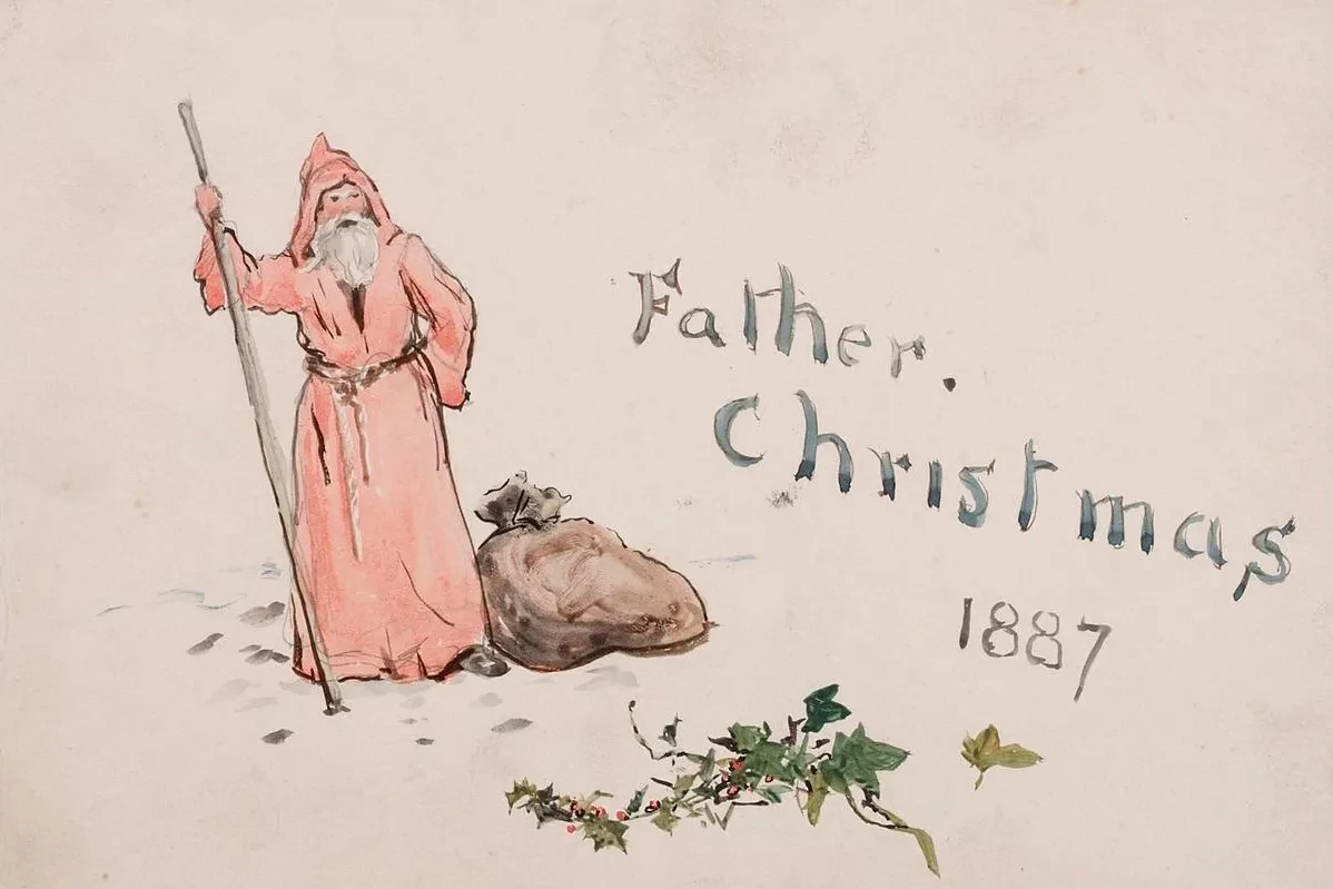 A simple watercolour sketch of Father Christmas.