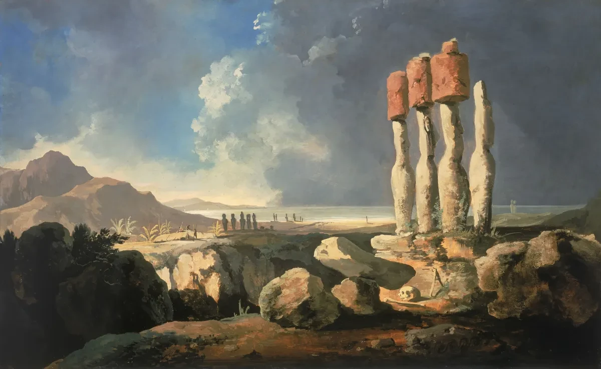 Painting of monuments of Easter Island