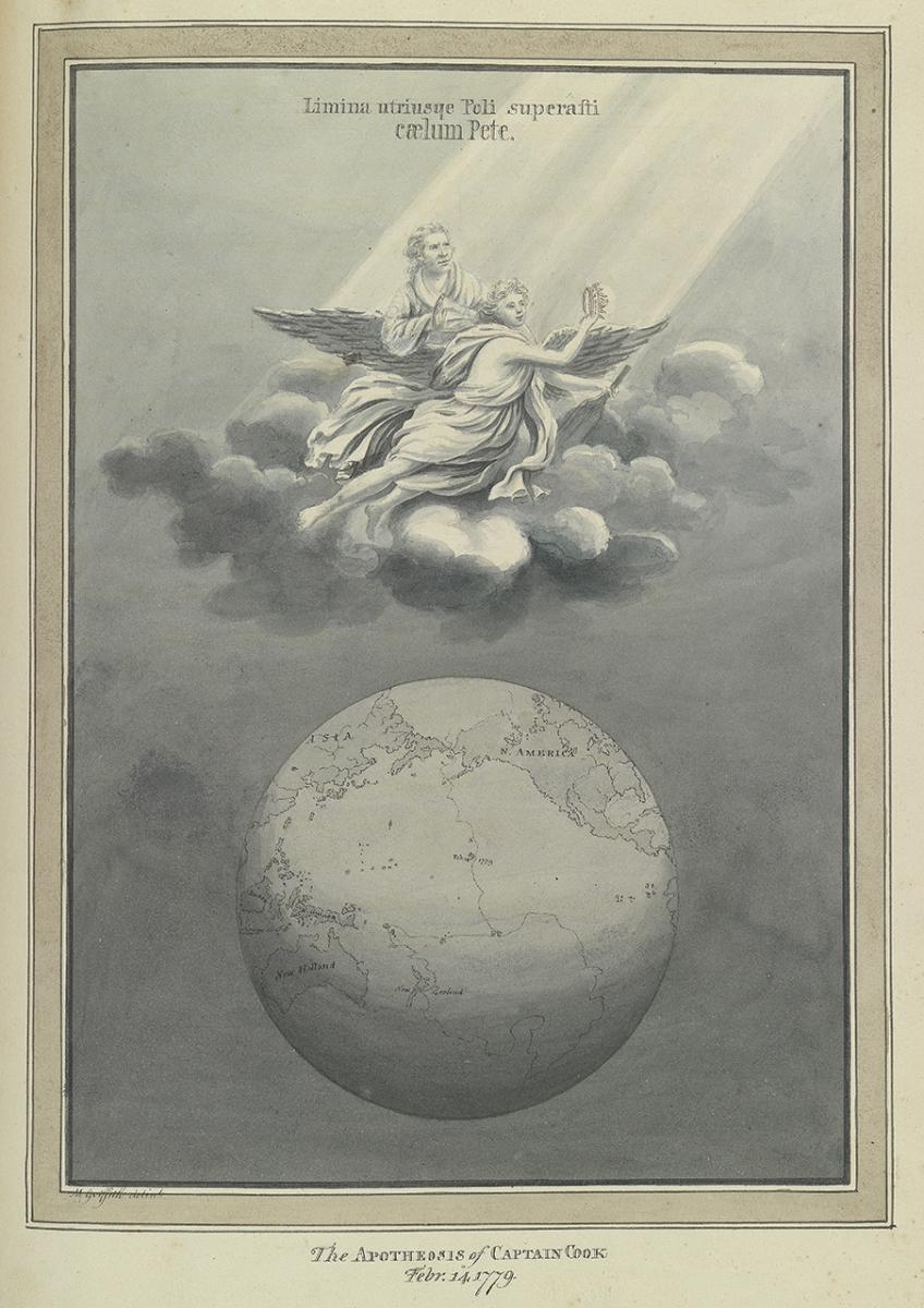 An image of the ‘Apotheosis of Captain Cook’ by Moses Griffith
