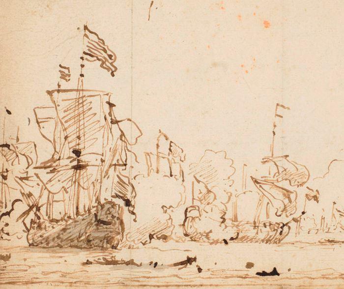 Drawing of Battle of Texel 