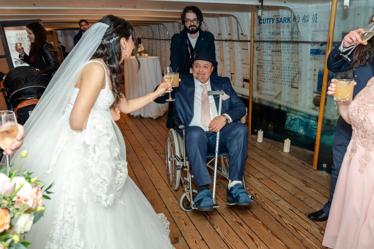 Dina greeting her father in the Tween deck