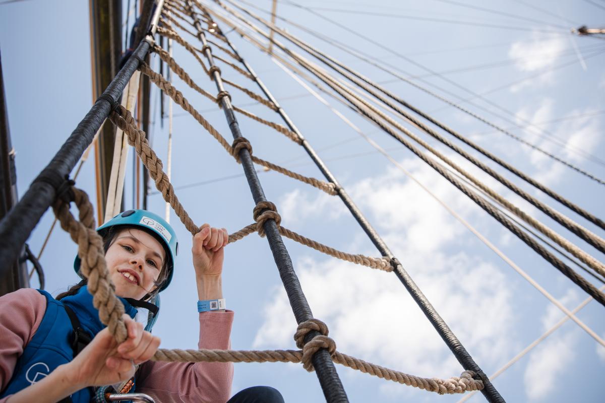 Child climbing the Cutty Sark rigging