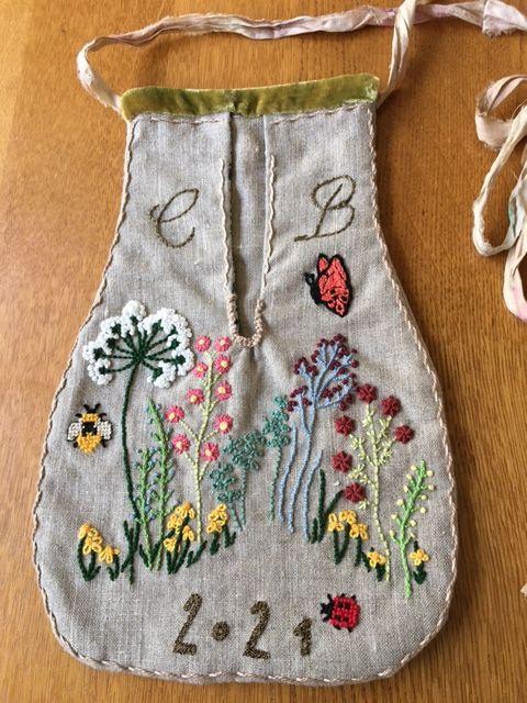 photo of a hand made pocket with embroidery