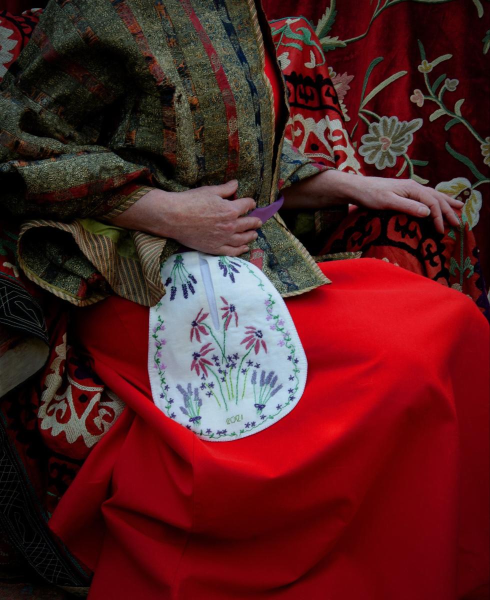 photo of a hand made pocket with embroidery