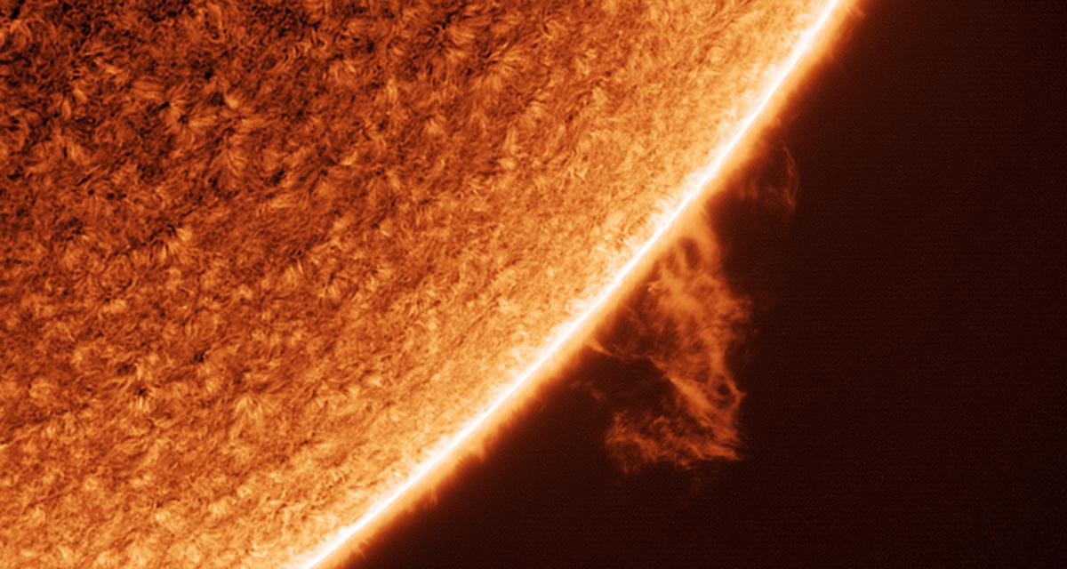 Astronomy photograph of a solar flare.