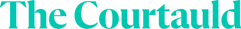 The Courtald logo: the name of the institution in a turquoise serif font
