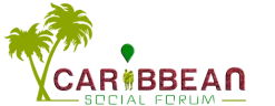 Image of logo which says Caribbean Social Forum with two palm trees on the left