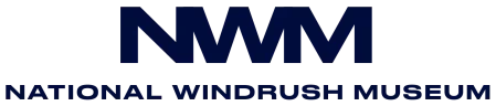 Logo that has letters NWM in large letters joined together with 'National Windrush Museum' written underneath