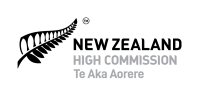 New Zealand High Commission logo, featuring a silver fern leaf on the left and the words 'New Zealand High Commission - Te Aka Aorere' on the right