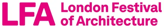 London Festival of Architecture Logo in pink text against a white background