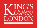 Text that says King's College London on a red background in white font