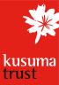 Logo for Kusuma Trust. Their name is printed in white and black letters on a red background, with the stencil of a flower picked out in white in the top right