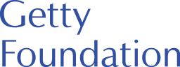 Logo of the Getty Foundation. The words 'Getty Foundation' are laid out in blue font, left aligned with one word on each line