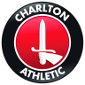 Logo that says Charlton Athletic with cartoon image of hand holding sword
