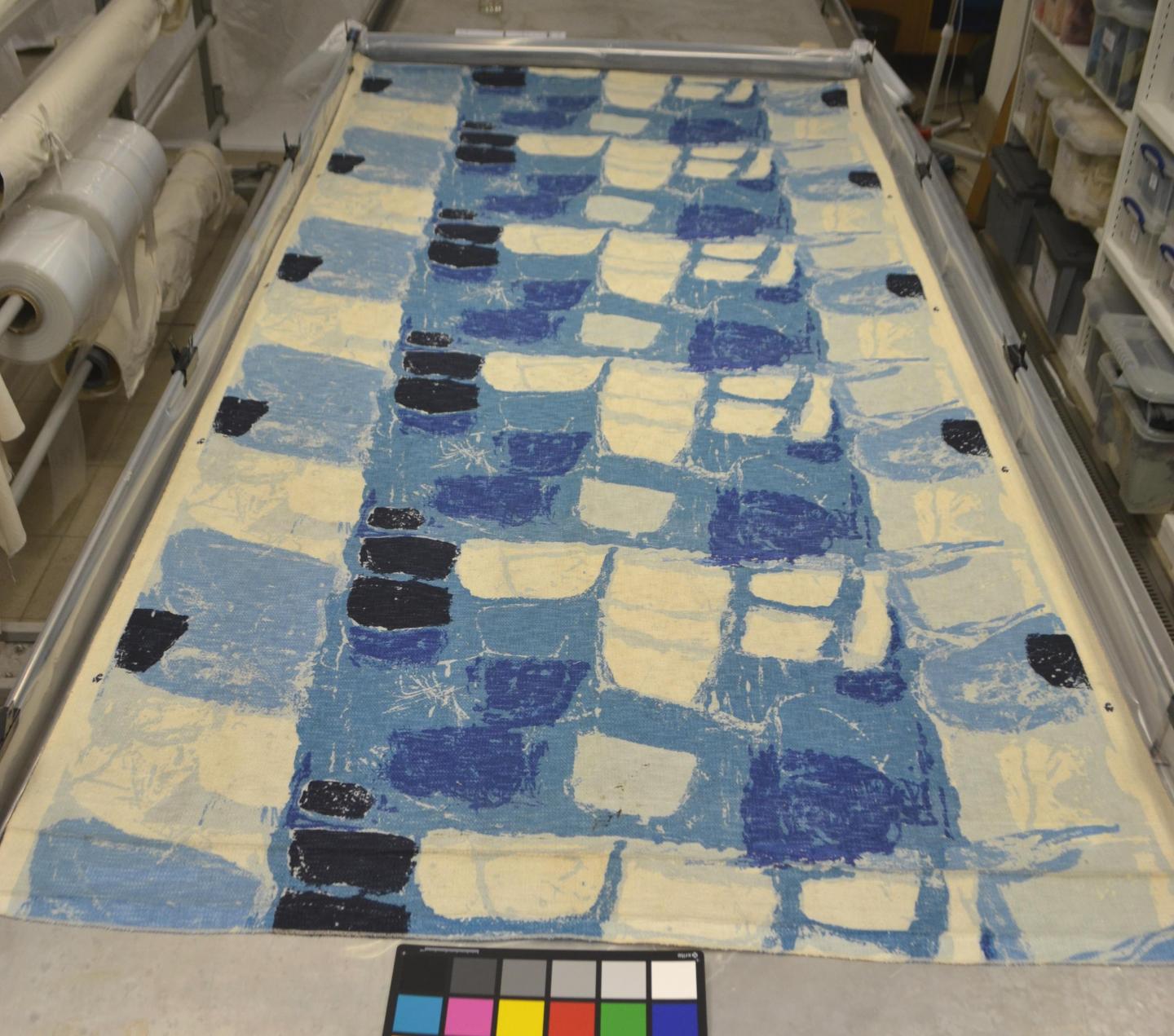 Textile conservation - blue fabric