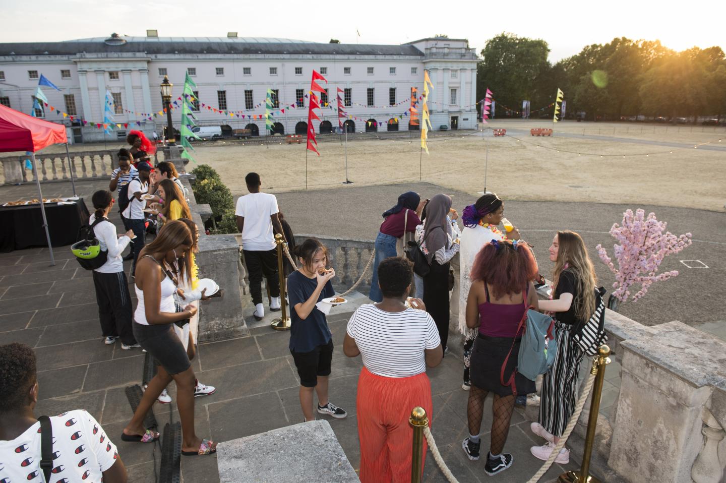 A group of young people gathered outside the Queen's house during the event